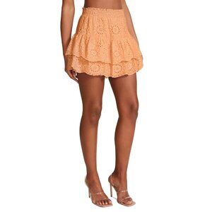 BB Dakota by Steve Madden Women's Fresh Out Of There Eyelet Skirt Orange M B4HP